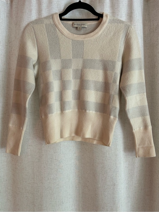 Burberry Sweaters - Burberry Sweater Wool Crewneck Cream and Gray Luxury Preppy Old Money Size S